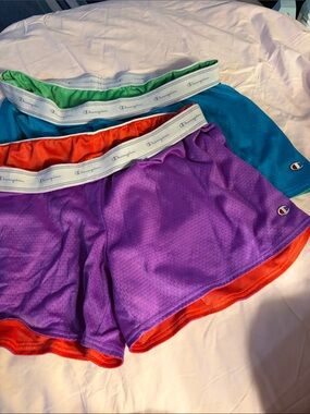 Champion Purple Mesh Athletic Shorts with Orange Trim